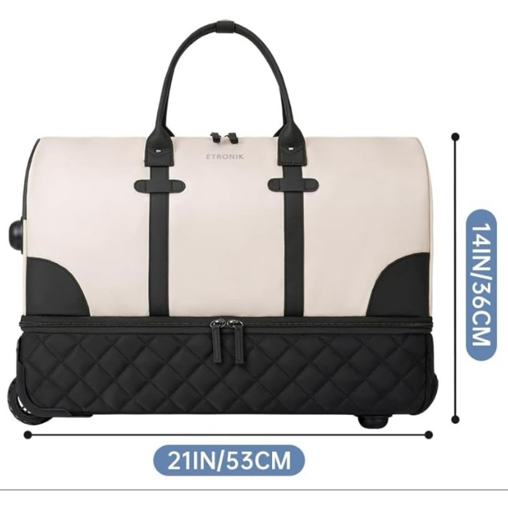 ETRONIK Rolling Duffle Bag with Wheels and ventilated shoe compartment